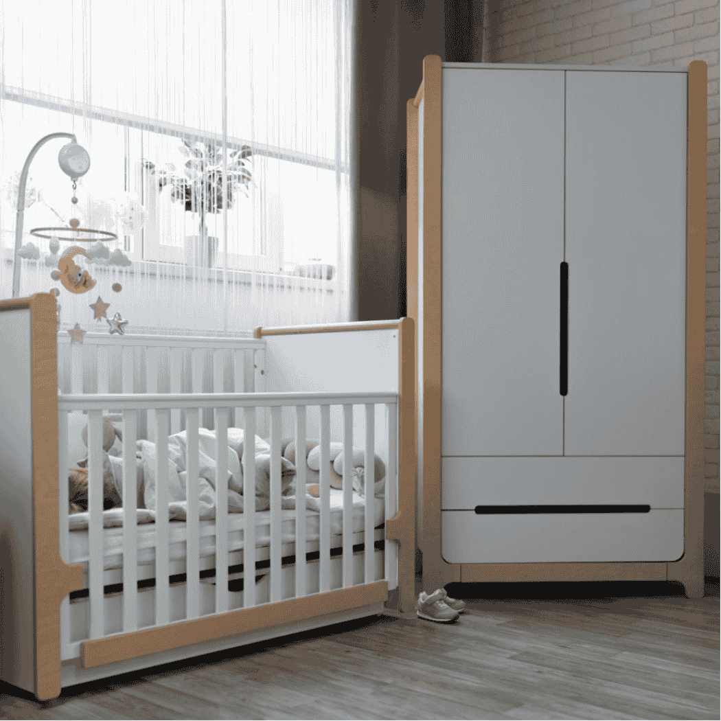 Dětska šatní skřín Markito 950 Gekko Kids, Bílá / Přírodní Buk
